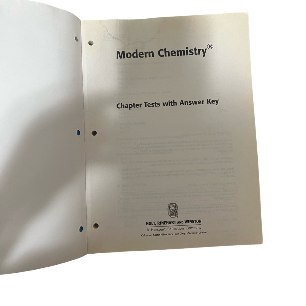 Modern Chemistry Chapter Tests Book with Answer Key - Picture 2 of 4